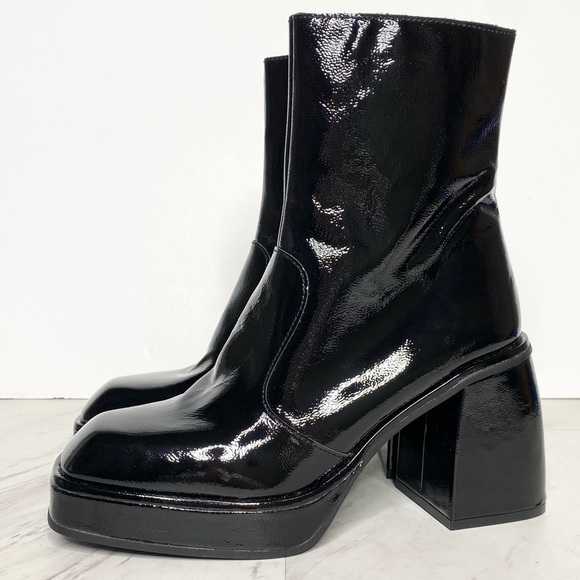 New! Free People Ruby Shine Black Platform Boot 39 - Picture 1 of 15